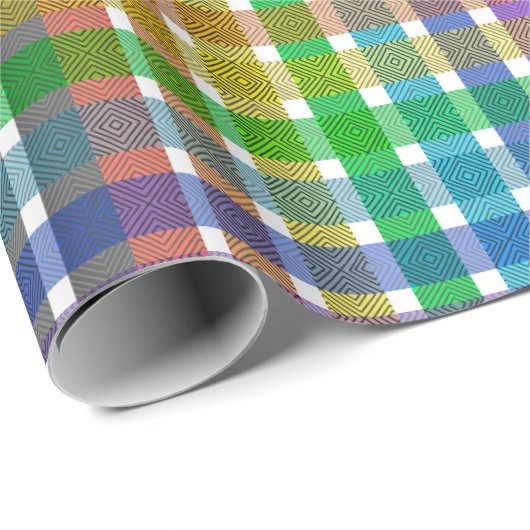 Regenbogen-Karopapier - Geschenkpapier (Rolleneckpunkt)