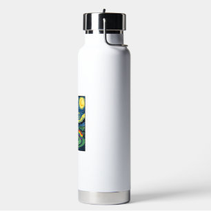 Regenbogen-Katz-Nachtlandschaft-Vektor-Shirt-Desig Trinkflasche