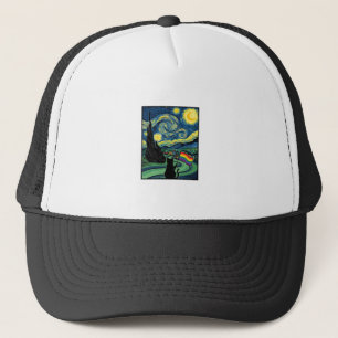 Regenbogen-Katz-Nachtlandschaft-Vektor-Shirt-Desig Truckerkappe