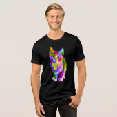 Regenbogen-Kätzchen-T-Shirt Tri-Blend Shirt (Vorderseite voll)
