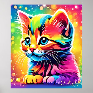 Regenbogen-Kätzchen-Traum Poster
