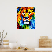 Regenbogen-Katze-Löwe-Plakat - Digitale Kunst Fant Poster (Küche)