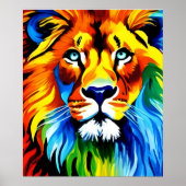Regenbogen-Katze-Löwe-Plakat - Digitale Kunst Fant Poster (Vorne)