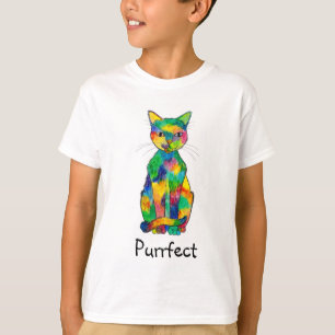 Regenbogen-Katze Purrfect Raglan-T - Shirt (Kind)