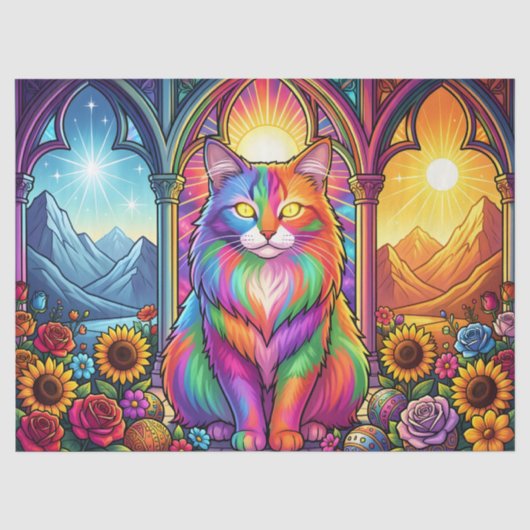Regenbogen-Katze-Seidenpapier Seidenpapier (Vorderseite)