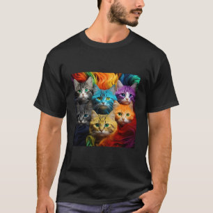 Regenbogen Katzen Abstrakt T-Shirt