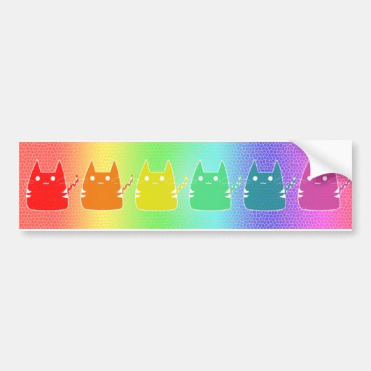 Regenbogen-Katzen Autoaufkleber (Vorne)