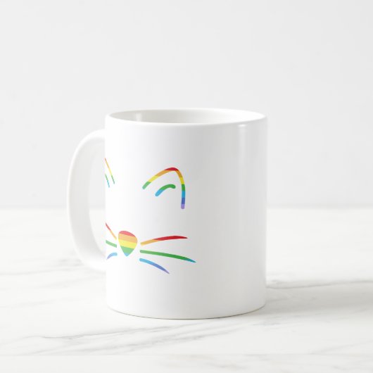 Regenbogen-Katzen-Bart-Klassiker-Tasse Kaffeetasse (Vorderseite Links)