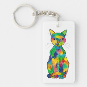 Regenbogen-Katzen-doppelseitiger Schlüsselanhäng Schlüsselanhänger