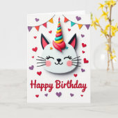 Regenbogen-Katzen-Geburtstagskarte Karte (Gelbe Blume)
