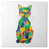 Regenbogen-Katzen-Keramik-Fliese Fliese (Vorderseite)