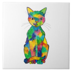 Regenbogen-Katzen-Keramik-Fliese Fliese