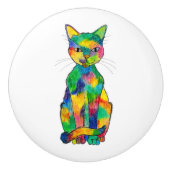 Regenbogen-Katzen-Keramik-Griff Keramikknauf (Vorderseite)