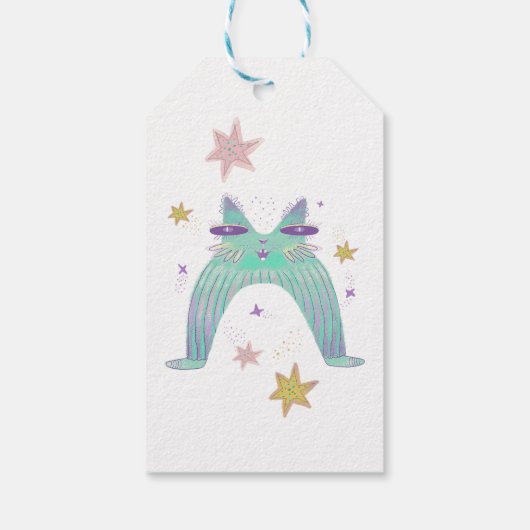 Regenbogen-Katzen-Kunst Geschenkanhänger (Rückseite)