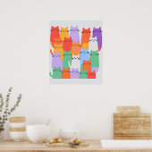 Regenbogen Katzen Minimalistische Mauer Kunst - Ni Poster (Küche)