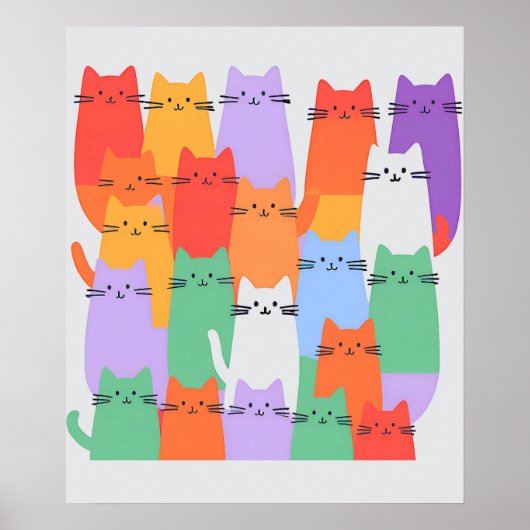 Regenbogen Katzen Minimalistische Mauer Kunst - Ni Poster (Vorne)