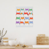 Regenbogen Katzen Minimalistische Mauer Kunst - Ni Poster (Küche)