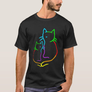 Regenbogen Katzen Retro 80er 90er Katze Vintage Ki T-Shirt