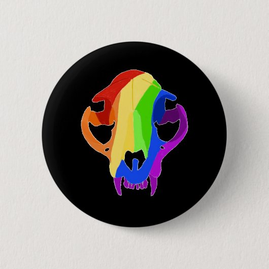Regenbogen-Katzen-Schädel Button (Vorderseite)