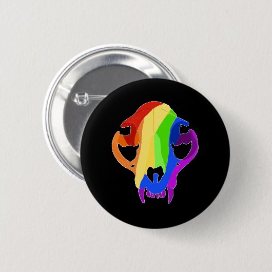 Regenbogen-Katzen-Schädel Button (Vorne & Hinten)