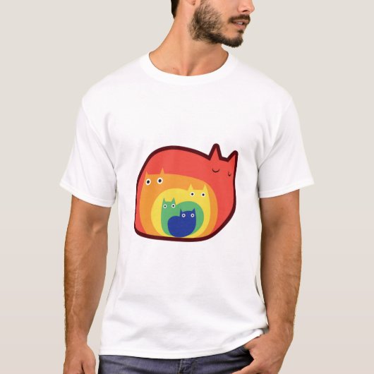Regenbogen Katzen T-Shirt (Vorderseite)