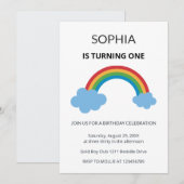 Regenbogen-Kinder Erster Geburtstagsparty Einladung (Vorne/Hinten)