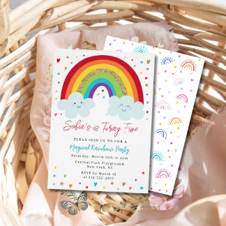 Regenbogen-Kinder-Geburtstags-Einladung Magisch Einladung