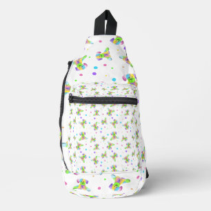 Regenbogen Kinder Hund Welpe Punkte hell lustige F Crossbody Bag