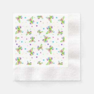 Regenbogen Kinder Hund Welpe Punkte hell lustige F Serviette