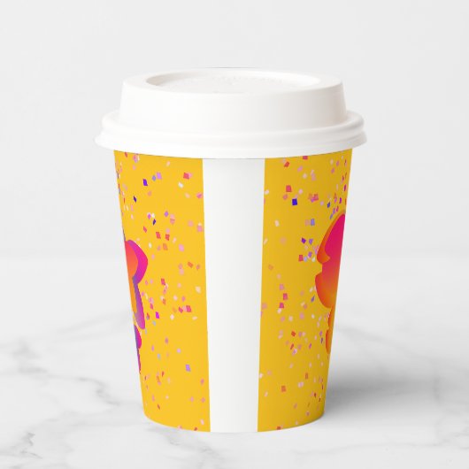 Regenbogen Kindergeburtstag Gelb Pappbecher (Links)