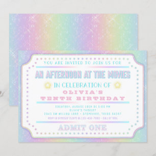 Regenbogen-Kino-Ticket-Geburtstagsfeier Einladung
