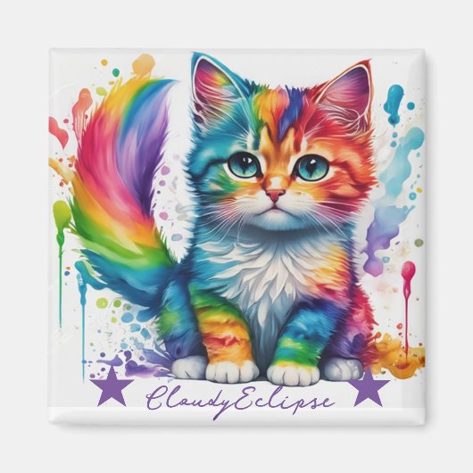 Regenbogen-Kittten-Maler Magnet (Vorne)