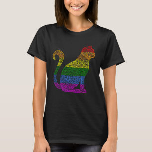 Regenbogen-Kitty-Katze-Mandala-Lotusblume-Yoga-Med T-Shirt