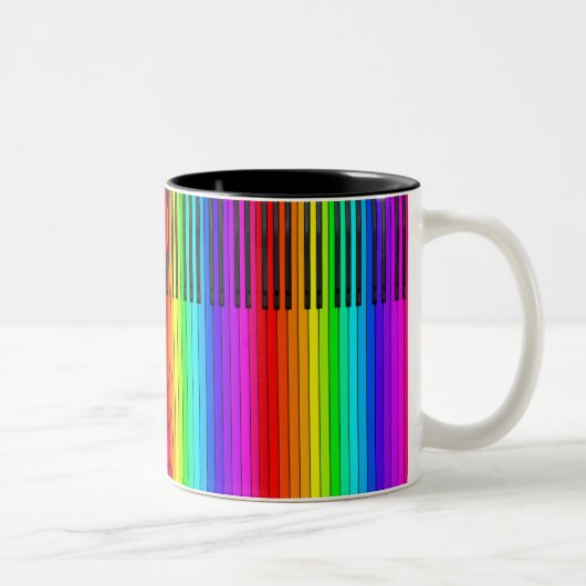 Regenbogen-Klavier-Tastatur-Tasse Zweifarbige Tasse (Rechts)