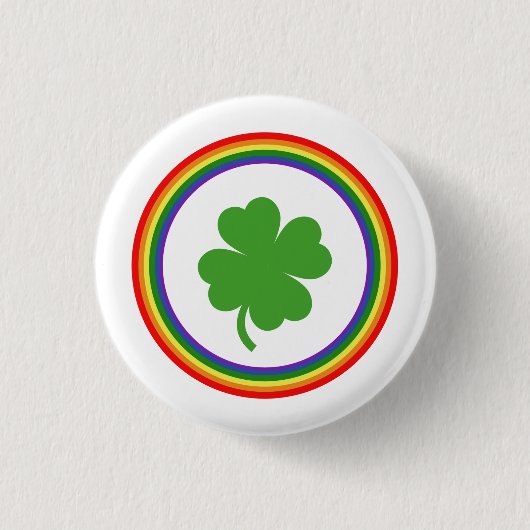 Regenbogen-Kleeblatt-Knopf Button (Vorderseite)