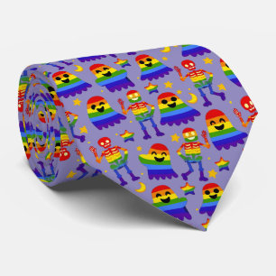 🦇🌈 Regenbogen-Knochen & Sterne Krawatte
