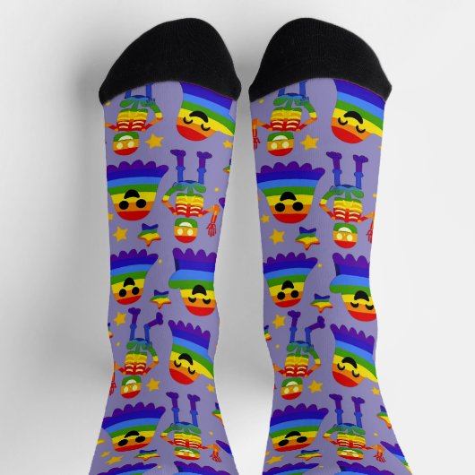 🦇🌈 Regenbogen-Knochen & Sterne Socken (Oben)