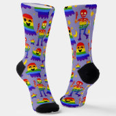 🦇🌈 Regenbogen-Knochen & Sterne Socken (Gewinkelt)