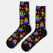 🦇🌈 Regenbogen-Knochen & Sterne Socken (Linkes Detail)