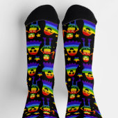 🦇🌈 Regenbogen-Knochen & Sterne Socken (Oben)