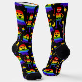 🦇🌈 Regenbogen-Knochen & Sterne Socken (Gewinkelt)
