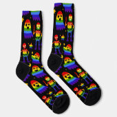 🦇🌈 Regenbogen-Knochen & Sterne Socken (Rechts)