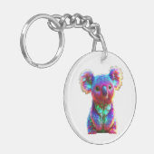 Regenbogen-Koala-Fantasy-Kunst Schlüsselanhänger (Vorderseite links)