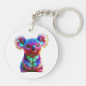 Regenbogen-Koala-Fantasy-Kunst Schlüsselanhänger (Rückseite)