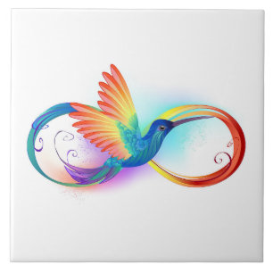 Regenbogen-Kolibri mit Unendlichkeitssymbol Fliese
