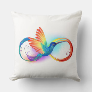 Regenbogen-Kolibri mit Unendlichkeitssymbol Kissen