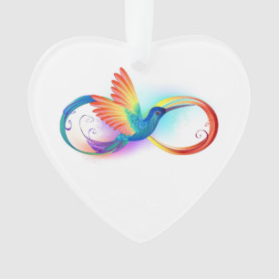 Regenbogen-Kolibri mit Unendlichkeitssymbol Ornament