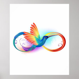 Regenbogen-Kolibri mit Unendlichkeitssymbol Poster