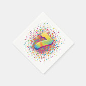 Regenbogen-Konfetti 7. Geburtstagsservietten Bunte Serviette (Ecke)