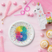 Regenbogen-Konfetti Geburtstagsservietten Buntes A Pappteller (Party)